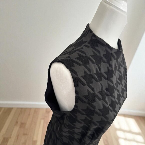 EUC Ann Taylor Houndstooth Jacquard Mock Neck Sheath Dress | Black | 12 Petite - Picture 5 of 9